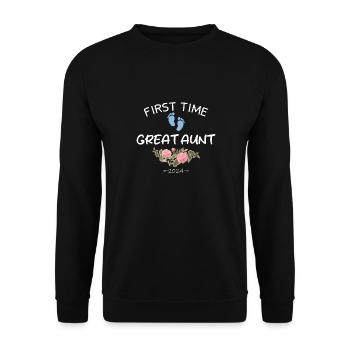 First time Great Aunt 2024 New Baby For Auntie To - Unisex Sweatshirt - black - Front - Alina (178cm) & Michal (187cm)