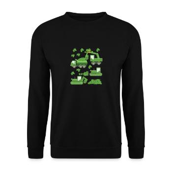 La Saint-Patrick de la Saint-Patrick grue camion excavatrice construction trèfle - Sweat-shirt Unisexe - noir - Devant - Alina (178cm) & Michal (187cm)