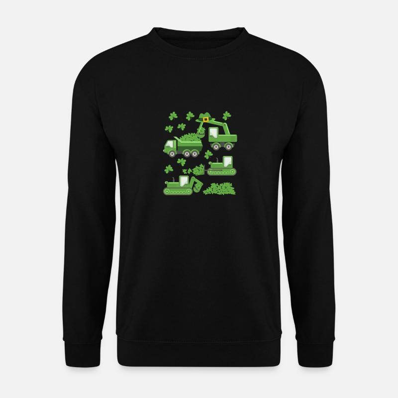 La Saint-Patrick de la Saint-Patrick grue camion excavatrice construction trèfle - Sweat-shirt Unisexe - noir