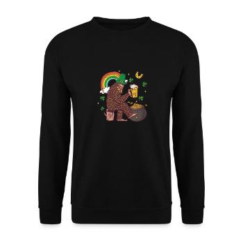Leprechaun Bigfoot Saint Patricks Day Regenbogen - Unisex Pullover - Schwarz - Vorne - Alina (178cm) & Michal (187cm)