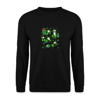 La Saint-Patrick de la Saint-Patrick grue camion excavatrice construction trèfle - Sweat-shirt Unisexe - noir - Devant - Alina (178cm) & Michal (187cm)
