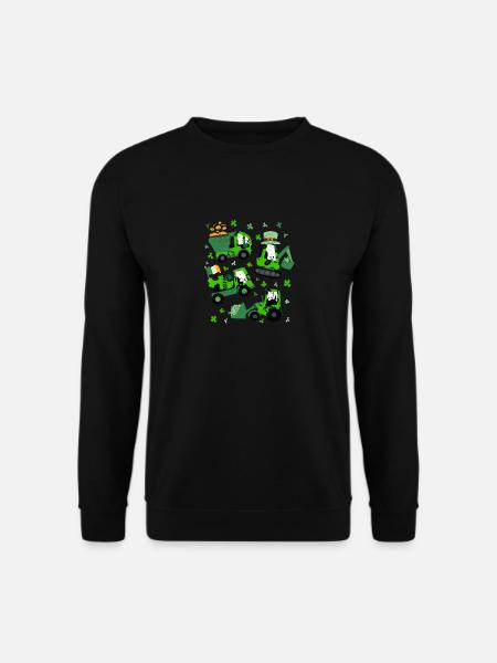 La Saint-Patrick de la Saint-Patrick grue camion excavatrice construction trèfle - Sweat-shirt Unisexe - noir