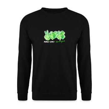 Peace Love Shenanigans Happy Saint Patrick's Day - Unisex Sweatshirt - black - Front - Alina (178cm) & Michal (187cm)