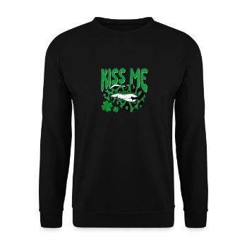 Kiss Me Lips irlandais Shamrock Shamrock Saint - Sweat-shirt Unisexe - noir - Devant - Alina (178cm) & Michal (187cm)