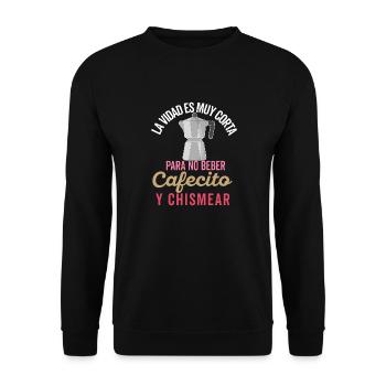 Funny Spanish Shirts Cafecito Cafe Espanol - Unisex Sweatshirt - black - Front - Alina (178cm) & Michal (187cm)