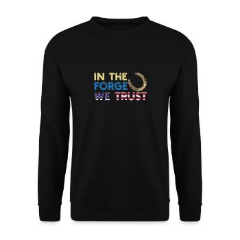 Lustiger Hufschmied Hufeisen Pferdehufe Installateur - Unisex Pullover - Schwarz - Vorne - Alina (178cm) & Michal (187cm)