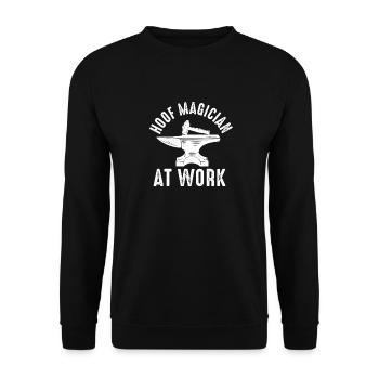 Lustiger Hufschmied Hufeisen Pferdehufe Installateur - Unisex Pullover - Schwarz - Vorne - Alina (178cm) & Michal (187cm)