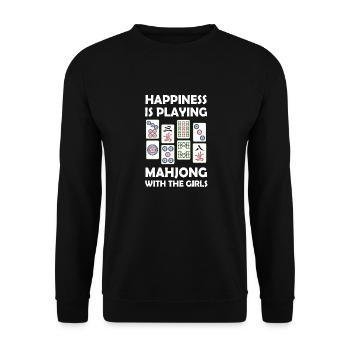Lustiges Mahjong Cooles Glück spielt Mahjong - Unisex Pullover - Schwarz - Vorne - Alina (178cm) & Michal (187cm)