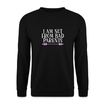 I am not from bad Parents Denglish - Unisex Sweatshirt - black - Front - Alina (178cm) & Michal (187cm)