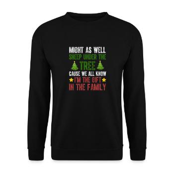 Könnte genauso gut unter dem Baum schlafen Ich bin das Geschenk - Unisex Pullover - Schwarz - Vorne - Alina (178cm) & Michal (187cm)