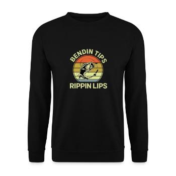 Chemise de pêche drôle flexion-conseils-rippin-lèvres basse - Sweat-shirt Unisexe - noir - Devant - Alina (178cm) & Michal (187cm)