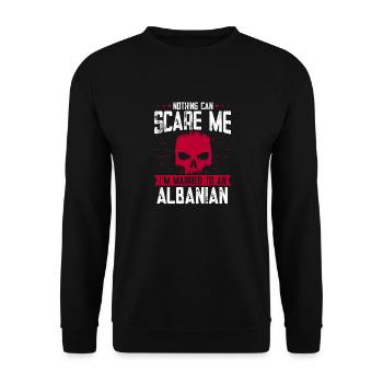 Albanische Flagge Albanischer Adler Shqiponja - Unisex Pullover - Schwarz - Vorne - Alina (178cm) & Michal (187cm)