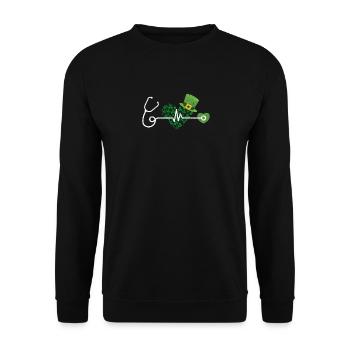 Infirmière St Patrick’s Day Stéthoscope Coeur - Sweat-shirt Unisexe - noir - Devant - Alina (178cm) & Michal (187cm)
