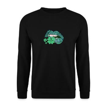 Irlandais Shamrock Lèvres Vertes Shamrock Heureux - Sweat-shirt Unisexe - noir - Devant - Alina (178cm) & Michal (187cm)