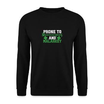 Prone to and mischief St. Patrick's Day - Unisex Sweatshirt - black - Front - Alina (178cm) & Michal (187cm)