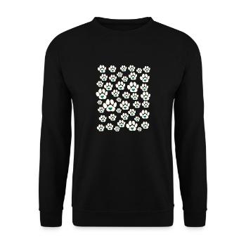 Kleine viele Hunde Pfoten mit Herzen - Unisex Pullover - Schwarz - Vorne - Alina (178cm) & Michal (187cm)