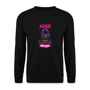 Pinkes Kopfhörer T-shirt - Sweat-shirt Unisexe - noir - Devant - Alina (178cm) & Michal (187cm)