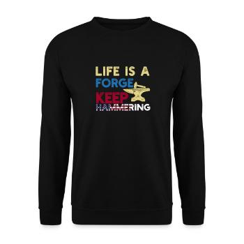 Lustiger Hufschmied Hufeisen Pferdehufe Installateur - Unisex Pullover - Schwarz - Vorne - Alina (178cm) & Michal (187cm)