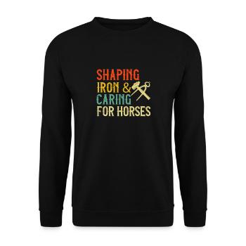 Lustiger Hufschmied Hufeisen Pferdehufe Installateur - Unisex Pullover - Schwarz - Vorne - Alina (178cm) & Michal (187cm)