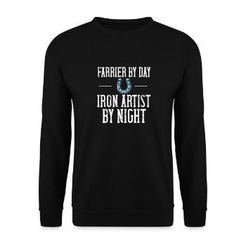Lustiger Hufschmied Hufeisen Pferdehufe Installateur - Unisex Pullover - Schwarz - Vorne - Alina (178cm) & Michal (187cm)