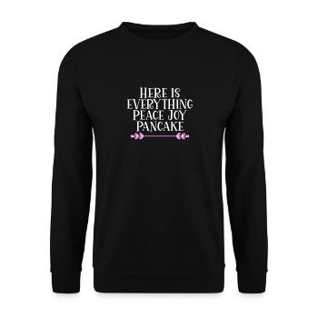 Voici tout ce qu’il faut Peace Joy Pancake Denglisch - Sweat-shirt Unisexe - noir - Devant - Alina (178cm) & Michal (187cm)