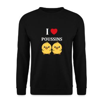J'aime les poussins - Sweat-shirt Unisexe - noir - Devant - Alina (178cm) & Michal (187cm)