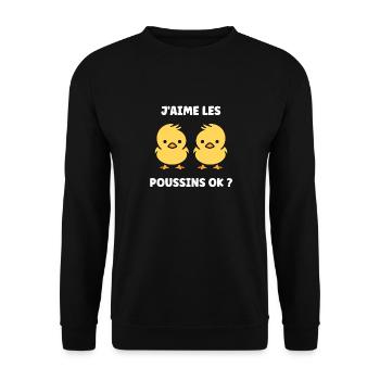 J'aime les poussins - Sweat-shirt Unisexe - noir - Devant - Alina (178cm) & Michal (187cm)