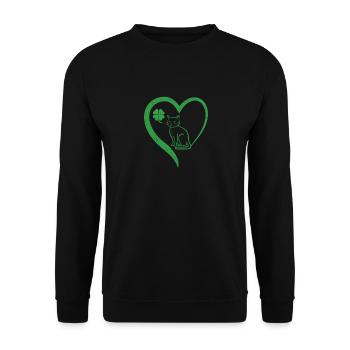 Chat Silhouette Shamrock St Patrick’s Day - Sweat-shirt Unisexe - noir - Devant - Alina (178cm) & Michal (187cm)