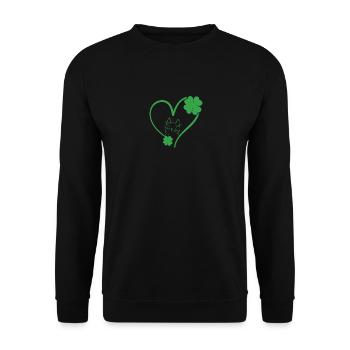 Katze Silhouette Kleeblatt St Patricks Day - Unisex Pullover - Schwarz - Vorne - Alina (178cm) & Michal (187cm)