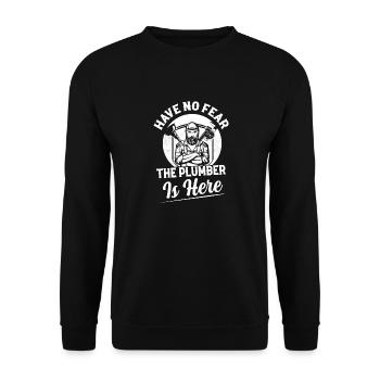 Have No Fear The Plumber Is Here Pipefitter Plumbi - Unisex Sweatshirt - black - Front - Alina (178cm) & Michal (187cm)