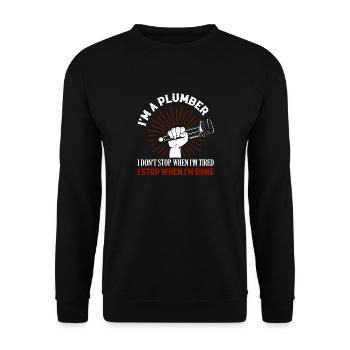 I'm A Plumber Plumbing Pipefitter Wrench - Unisex Sweatshirt - black - Front - Alina (178cm) & Michal (187cm)