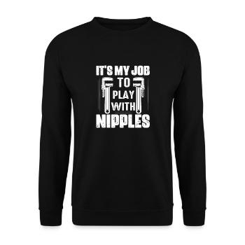 It's My Job To Play With Nipples Pipefitter Wrench - Unisex Sweatshirt - black - Front - Alina (178cm) & Michal (187cm)