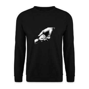 Papa Mama Kind Hände halten - Unisex Pullover - Schwarz - Vorne - Alina (178cm) & Michal (187cm)