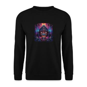 Mushroom | Fantasy Pilze Wald Natur Goa Festival - Unisex Pullover - Schwarz - Vorne - Alina (178cm) & Michal (187cm)