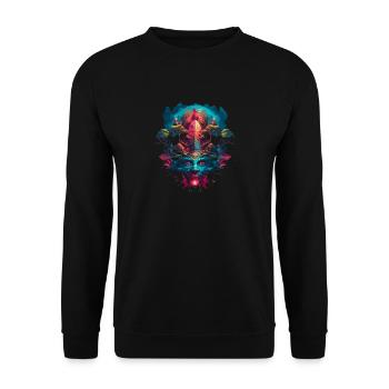 Mushroom | Fantasy Pilze Wald Natur Goa Festival - Unisex Pullover - Schwarz - Vorne - Alina (178cm) & Michal (187cm)