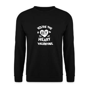 Tu es la clé de mon cœur Valentine - Sweat-shirt Unisexe - noir - Devant - Alina (178cm) & Michal (187cm)