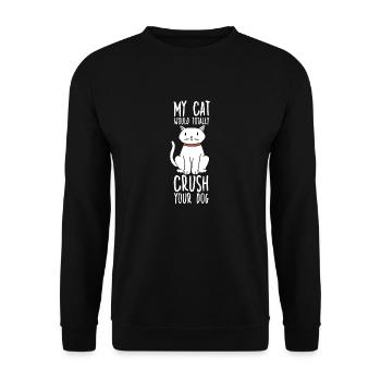 Lustiges Katzenbesitzer Katzenmotiv für Katzenfans - Unisex Pullover - Schwarz - Vorne - Alina (178cm) & Michal (187cm)