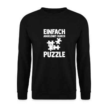 Puzzlefan Puzzler Puzzleteile Puzzle - Unisex Pullover - Schwarz - Vorne - Alina (178cm) & Michal (187cm)