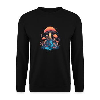 Mushroom | Fantasy Pilze Wald Natur Goa Festival - Unisex Pullover - Schwarz - Vorne - Alina (178cm) & Michal (187cm)