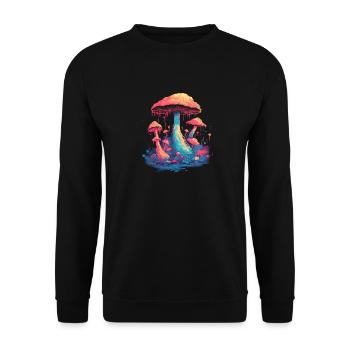 Mushroom | Fantasy Pilze Wald Natur Goa Festival - Unisex Pullover - Schwarz - Vorne - Alina (178cm) & Michal (187cm)