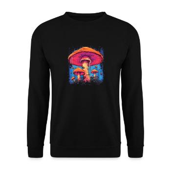 Mushroom | Fantasy Pilze Wald Natur Goa Festival - Unisex Pullover - Schwarz - Vorne - Alina (178cm) & Michal (187cm)
