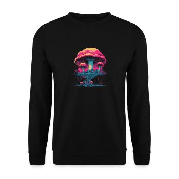 Mushroom | Fantasy Pilze Wald Natur Goa Festival - Unisex Pullover - Schwarz - Vorne - Alina (178cm) & Michal (187cm)