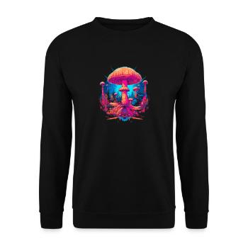 Mushroom | Fantasy Pilze Wald Natur Goa Festival - Unisex Pullover - Schwarz - Vorne - Alina (178cm) & Michal (187cm)