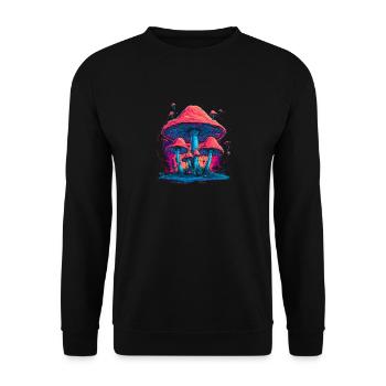 Mushroom | Fantasy Pilze Wald Natur Goa Festival - Unisex Pullover - Schwarz - Vorne - Alina (178cm) & Michal (187cm)