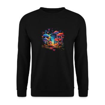 Mushroom | Fantasy Pilze Wald Natur Goa Festival - Unisex Pullover - Schwarz - Vorne - Alina (178cm) & Michal (187cm)