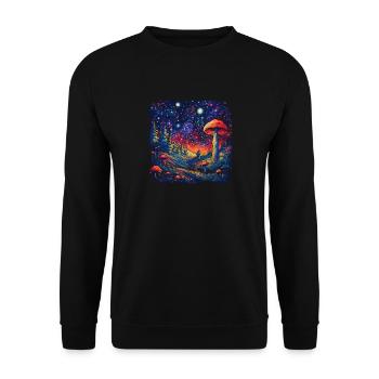 Mushroom | Fantasy Pilze Wald Natur Goa Festival - Unisex Pullover - Schwarz - Vorne - Alina (178cm) & Michal (187cm)