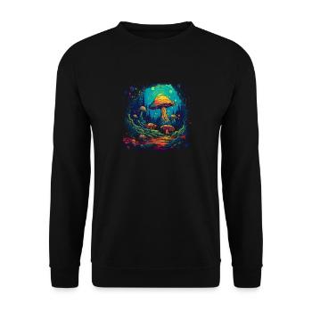 Mushroom | Fantasy Pilze Wald Natur Goa Festival - Unisex Pullover - Schwarz - Vorne - Alina (178cm) & Michal (187cm)