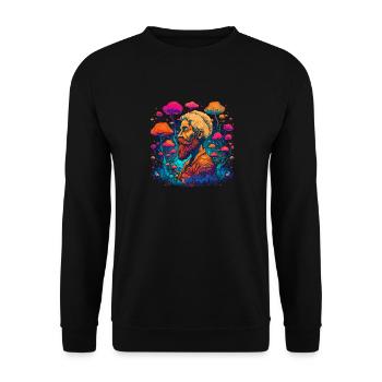 Mushroom | Fantasy Pilze Wald Natur Goa Festival - Unisex Pullover - Schwarz - Vorne - Alina (178cm) & Michal (187cm)
