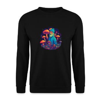 Mushroom | Fantasy Pilze Wald Natur Goa Festival - Unisex Pullover - Schwarz - Vorne - Alina (178cm) & Michal (187cm)