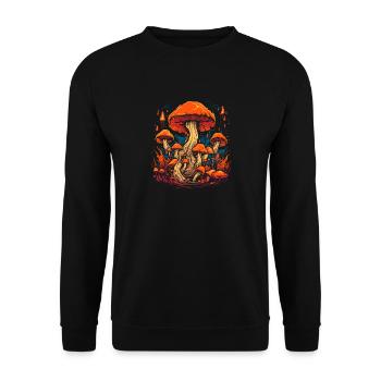 Mushroom Weihnachtsmann| Fantasy Pilze Natur Goa - Unisex Pullover - Schwarz - Vorne - Alina (178cm) & Michal (187cm)